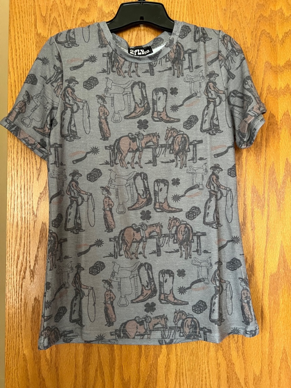 Grey Western Print Women's Tee